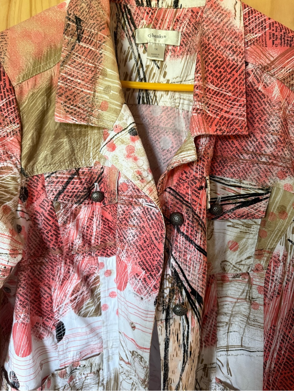 CJ Banks Pink Multi Floral-Print Denim Jacket - Picture 5 of 9